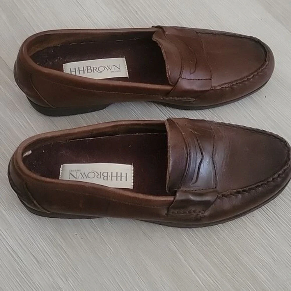 H.H. Brown‎ Leather Loafers Mens Dress Shoes Slip On Casual Brown officecore